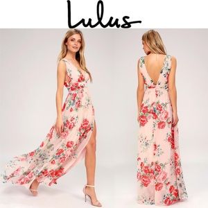 *Lulu’s Garden Meandering Blush Floral Print Maxi Dress*